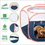 Furhaven Portable Dog Playpen Cat Tent, Pet Playground,Kennel Foldable Indoor Outdoor Zippered Puppy Crate - Navy, Medium