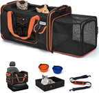 Expandable Extra Large Cat Carrier for 2 Cats with Litter Box for Kitten, Large Cat Small Dog Pet - Collapsible Double Cat Large Pet Carrier for Car Travel Outdoor Camping