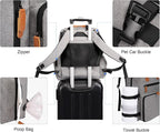 Modoker Dog Travel Backpack Set with 2 Food Bags, 2 Bowls and 1 Mat, Grey | Water-Resistant Oxford Fabric | Roomy Main Compartment | Multiple Functional Pockets | Stroller Strap | Leak-Resistant Lining