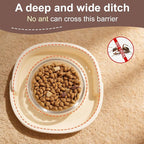 Ant Proof Cat Food Bowl, Elevated Cat Feeding Bowl, Beige, 1pcs | Prevents Ants from Entering and Reduces Neck Stress, Non-Slip Elevated Cat Feeding Bowl