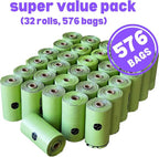 Doggy Poop Bags with Dispenser (576 Bags) Dog Waste Pickup Bags Refill Rolls Cat Waste Bags (Green, 32 Rolls, Lavender Scented)