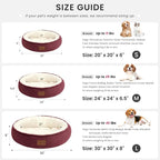 Love's cabin Round Donut Cat and Dog Cushion Bed, 20in Pet Bed for Cats or Small Dogs, Anti-Slip & Water-Resistant Bottom, Super Soft Durable Fabric Pet beds, Washable Luxury Bed Burgundy Stripe