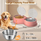 Newget 304 Stainless Steel Dog Bowl Set with Lids, 24oz Foldable Pet Dishes | Dual Food & Water Pet Bowl, Anti-Skid, Keeps Food Fresh, Easy to Install, for Small - Large Dogs/Cats - Indoor & Outdoor Use
