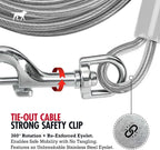 Tuff Pupper Dog Tie Out Cable, 25 ft Heavy Duty Lead for up to 90 lb Dogs | Extra-Strong Coated Steel Wire for Large Dogs; Water/Rust Resistant Yard Runner Line with 360-Degree No-Tangle Swivel Clips