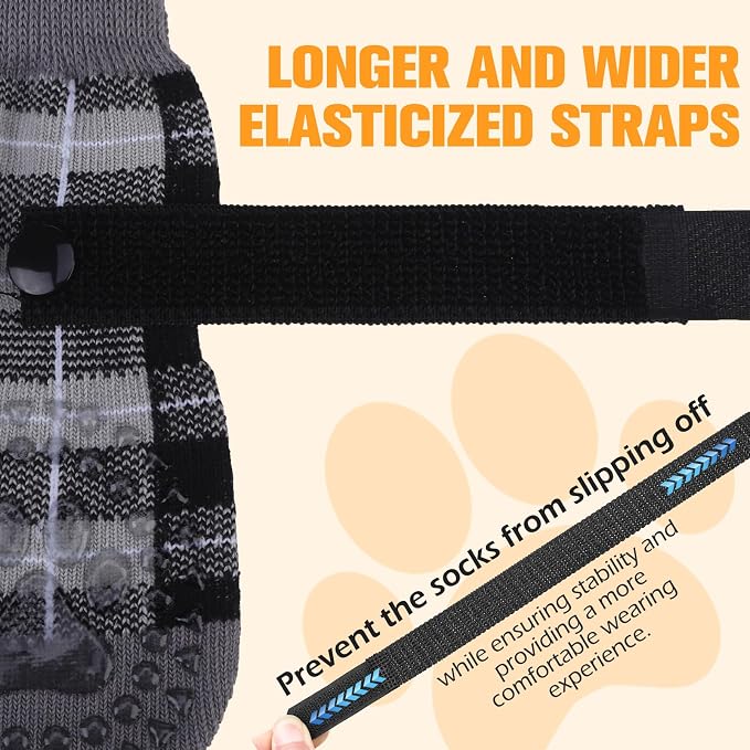 EXPAWLORER Dog Socks for Hardwood Floors, Dog Shoes for Winter, Dog Booties for Cold Pavement to Prevent Licking, Paw Protectors Strong Traction Control for Small Medium Large Dogs,Black L