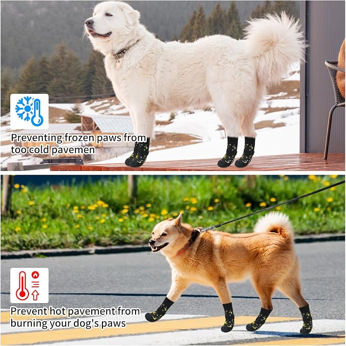 SCENEREAL Anti Slip Dog Socks to Prevent Licking Paws for Hardwood Floors | Double Sides Dog Shoes Boots & Paw Protectors for Hot/Cold Pavement, Dog Grippy Booties for Small Medium Large Senior Dogs
