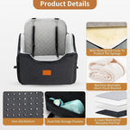 XEEP Dog Car Seat Bed for Small/Medium Dogs Up to 35 lbs, Memory Foam | 2-in-1 Design, Includes Blanket & Urine Pad, 2 Height-Adjust Cushions, Two Safety Tethers, Machine Washable Cover(Black/Grey)