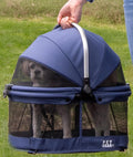 Pet Gear No-Zip View 360 Pet Carrier & Car Seat, Denim, 20" | Push Button Entry, For Small Dogs & Cats, 360 Degree Visibility, Safety Carrier