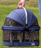 Pet Gear No-Zip View 360 Pet Carrier & Car Seat, Denim, 20" | Push Button Entry, For Small Dogs & Cats, 360 Degree Visibility, Safety Carrier