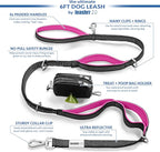 Heavy Duty Dog Leash for Large Dogs – 6FT Reflective Bungee with Padded Handles, Strong Carabiner Clip, No Pull Control for Medium & Large Breeds, Includes Poop Bag Holder & Treat Pouch (Orange)