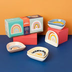 Jubilee Stoneware Pinch Bowls, Rainbows