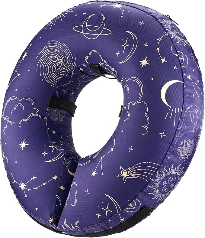 BENCMATE Inflatable Dog Cone Collar Alternative, Soft Dog Cone for Small Medium Large Dogs and Cats, Neck Recovery ECollar Donut Collar After Surgery (Small, Constellation)