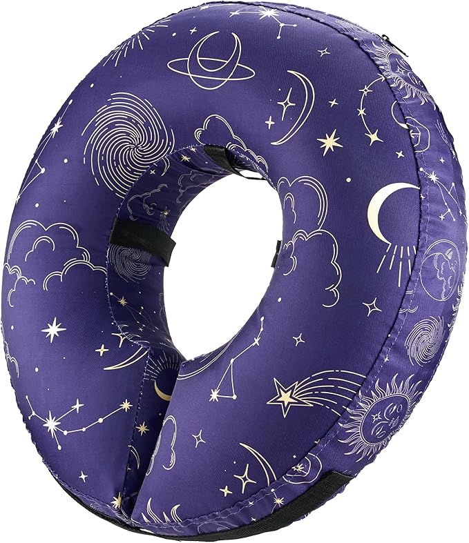 BENCMATE Inflatable Dog Cone Collar Alternative, Soft Dog Cone for Small Medium Large Dogs and Cats, Neck Recovery ECollar Donut Collar After Surgery (XLarge, Constellation)