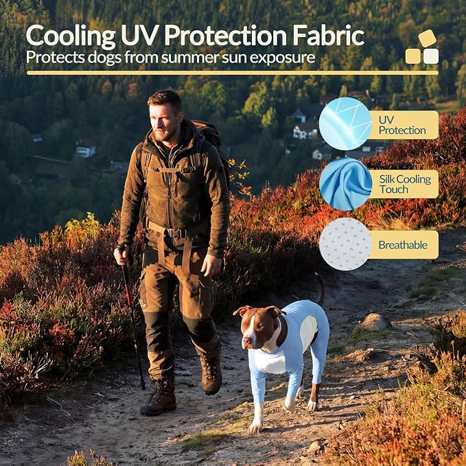 ROZKITCH Dog Cooling Vest, UV Protection Dog Shirt 2 in 1 Full Body Suit Summer Cooling Coat Soft Pajamas Sunblock T-Shirts Sun Protection Clothing, Full Coverage for Wounds(Yellow, 3XL) Blue 3XL