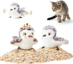 Potaroma Cat Toys 2 Pcs Flapping Sandpiper Pair-Mate | Lifelike Birds Chirp, Chargeable Touch Activated Kitten Fun Interactive Kitty Exercise with Catnip for All Breeds