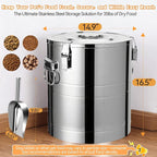UPSKYPET35lb Dog Food Storage Container, Airtight Stainless Steel | Extra Large Capacity, Rust-Proof, Moisture-Proof, Deters Pets from Opening & Stealing Food, Easy to Clean, Keeps Food Crispy