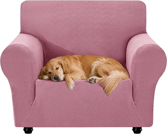 XINEAGE Stretch Armchair Slipcover, Non-Slip Pet Couch Cover,Pink | Washable Furniture Protector, Elastic Bottom, Dogs & Cats Friendly, Scratch-resistant, Fast Setup, High Elasticity