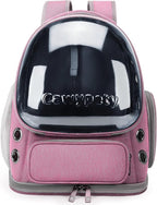 Cawypety Cat Backpack Carrier, Breathable Cat Carrier Large Space Bubble Pet Backpack for Kitty Small Dog up to 12lbs, Transparent & Foldable Pet Carrier for Travel Hiking（Pink）