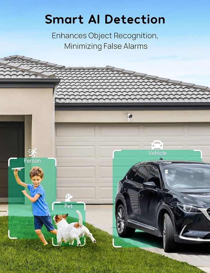 winees Security Cameras Outdoor, Wired 2K Wi-Fi Cameras for Home Security, 2.4G Indoor Camera, Human/Pet AI Detection, Color Night Vision, 2-Way Audio, Support Cloud/128G SD Card Storage | 2.4G Indoor Camera, Human/Pet AI Detection, Color Night Vision,...