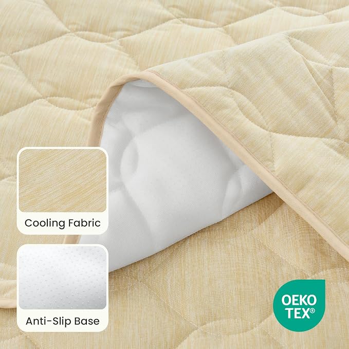 COZY KISS Cooling Couch Cover for Dog Washable, Cool Sofa Cushion Mat | Q-Max >0.4 Cool Tech, Non-Slip Pet Pad for Car Seat Protector, Liquid Pee Proof Mat for Dog, Cats, 27.5x47 Inch, Beige