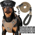 Service Dog Tactical Vest Harness and Leash Set Large Sized Dog Emotional Support- Tactical Dog Harness Training Collar with Name (Khaki, S)