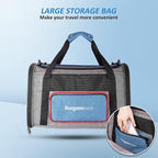 BurgeonNest Pet Carrier for Large Cats, Soft-Sided Cat Carrier for Big Cats and Small Dogs Up to 20 lbs, Top Loading Collapsible Escape-Proof Travel Cat Bag with 4 Mesh Windows & Side Storage, Blue | Soft sided cat carrier with top loading access, mesh...