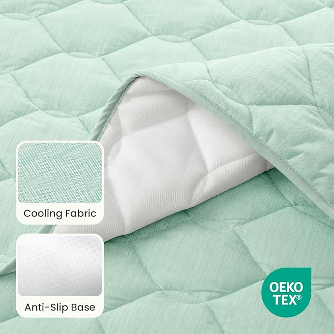COZY KISS Cooling Couch Cover for Dog Washable, Cool Sofa Cushion Mat | Q-Max >0.4 Cool Tech, Non-Slip Pet Pad for Car Seat Protector, Liquid Pee Proof Mat for Dog, Cats, 27.5x82.5 Inch, Green