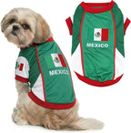 Parisian Pet Dog Mexico Jersey - Breathable Mesh Puppy Football Jersey - Lightweight Stretch Sporty Dog Mexican outfit - Summer Shirts for Medium Dogs - Soccer Jersey for Dogs - Sportswear Pet Clothes