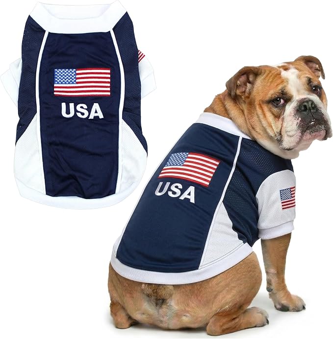 Parisian Pet USA Dog Jersey - Breathable Mesh Puppy Football Jersey - Lightweight Stretch Sporty Dog Clothes - Summer Shirts for Large Dogs - Soccer Jersey for Dogs - Sportswear Pet Clothes
