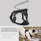 TUG Grab Dog Harness with Built-in Magnetic Traffic Leash (Large/Black) | Padded Magnetic Traffic Handle | Front & Rear Leash Clips | 4-Point Adjustable Fit | Durable Nylon | Aids No-Pull Training