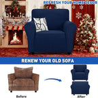 MAXIJIN Stretch Chair Cover Chair Slipcovers with Arms, 1-Piece Couch Sofa Chair Covers for Living Room, Non Slip Armchair Cover (31"-46") Furniture Protector Dogs Pet Friendly (Chair, Navy Blue)