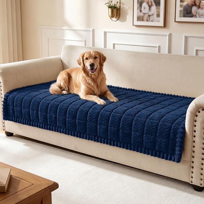 Smiry Couch Cover for Dogs, Non Slip Fuzzy Pet Sofa Covers Washable | Sofa Slipcovers for 3 Cushion Couch, Soft Thick Furniture Protector for Cats Dogs, Against Fur, Dirt, Scratch (35.4"x88")