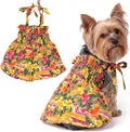 Parisian Pet Hawaiian Dog Dress - 100% Cotton Summer Clothes for Small Dogs Girl - Pet Dress with Pull-Up Straps - Floral Beach Dog Outfit - Lightweight Puppy Clothes - Stylish Dresses for Dogs