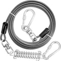 jenico Dog Tie Out Cable, 10/15/20/30/40/50/70/100/150FT Runner Cable with Swivel Hook and Shock Spring, Dog Leash Run Tether for Yard Outdoor and Camping,for Small to Medium Pets Up to 500 LBS