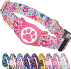 Airtag Dog Collar,with Waterproof airtag Holder，Original Stylish Cute Pattern Design.QR Code ID Buckle，Comfortable Soft Cotton for Small Medium Large Dogs