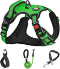 NESTROAD Dog Harness, Adjustable Oxford Harness with Leash, Reflective No-Choke Pet Vest with Easy Control Handle (M, Fluorescent Green)
