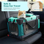 Ownpets Extra Large Cat Carrier for 2 Cats Small Dogs, 24 Inches Collapsible Soft Dog Crate for Car Travel, Portable Pet Carrier with Soft Mat | Foldable, Portable, 4-Doors, 4-Side Mesh Windows, Steel Frame Oxford Cloth, Soft Cushion Mat, Leash, Easy S...