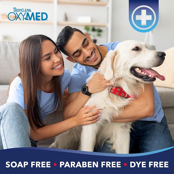 TropiClean OxyMed Medicated Dog Shampoo, Soothing Oatmeal Formula, 20oz | For Allergies & Itching | Dry Itchy Skin, Seborrhea & Hot Spots | Medicated Oatmeal | Cat Safe