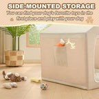 Jiupety Indoor Dog House with Frame, Cute Dog Tent Bed with Cover Cave, Breathable, Washable, and Foldable House, Suitable for 8-16 Lb Puppy and Cats, Medium (17"×17"×17"), Beige