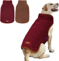 cyeollo Warm Dog Coat Fleece Sherpa Winter Sweater Coats, Turtleneck Dog Jacket Vest for Large Dogs with Leash Hole, Soft Reversible Pet Coats for Cold Weather, Burgundy, XXXL