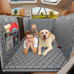 URPOWER Hard Bottom Dog Car Seat Cover, Back Seat Extender for Cars & SUVs | 400 lbs Support, 45% More Space, Waterproof, Mesh Window, Scratch Resistant, Non-Slip, Easy Care, Dog Seat Belt Included