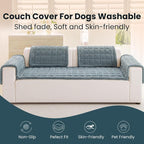 Couch Cover for Dogs Washable, Non Slip Couch Covers for 3 Cushion Sofa Pet Friendly, Fuzzy Pet Couch Cushion Covers for Dog,Thick,Soft for Sofa Protector (Blue Gray, 27.6" x 82.7"/70 x 210cm)