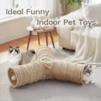 Cat Tunnel,3-Way Cat Tunnels for Indoor Cats, Cats Toys Collapsible Tube with a Fun Ball and Holes,Cat Play Tunnels,for Rabbits, Ferrets, Puppies,Diameter 12 Inch