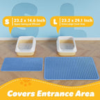 Powools Cat Litter Mat, 30 x 24 in, Waterproof, Non-Slip, Blue | Litter Trapping Mat, Easy to Clean, Litter Box Mat, Urine-Proof, Cat Toilet Training Systems Accessories, Indoor Cats