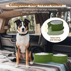 Newget 304 Stainless Steel Dog Bowl Set with Lids, 24oz Foldable Pet Dishes | Dual Food & Water Pet Bowl, Anti-Skid, Keeps Food Fresh, Easy to Install, for Small - Large Dogs/Cats - Indoor & Outdoor Use