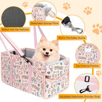 Console Dog Car Seat - Portable Dogs Armrest Booster Seat for Small Dog, Foldable Pet Car Seat with Safety Belt, Pink Kitten