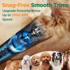 Gimars 4 in 1 Powerful 7000RPM Dog Clippers for Grooming with Replacement Blade, Professional Cordless Low Noise 55dB Pet Clippers, Dog Hair Clipper and Dog Shaver Kit for Thick Hair, Cat and Horse
