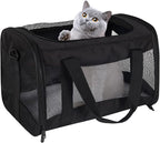 Cat Carrying Case - Pet Carrier Airline Approved, Protable and Breathable Pet Travel Carrier Removable Fleece Pad, Collapsible Cat Carrier Dog Carrier for Medium Cats Small Cats Dogs (Small, Black)