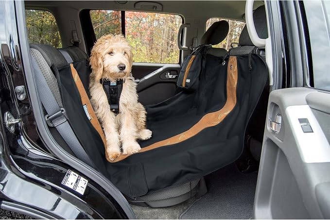 Kurgo Rover Hammock Seat Cover, Black, 55" Wide | Protects Seats from Muddy Paws & Pet Hair, Water & Stain Resistant, Secure Fit, Passenger-Friendly Opening, For Cars & SUVs