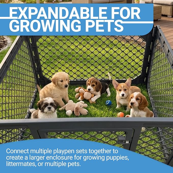 4-Panel Modular Dog and Puppy Playpen, Indoor/Outdoor Pet Enclosure